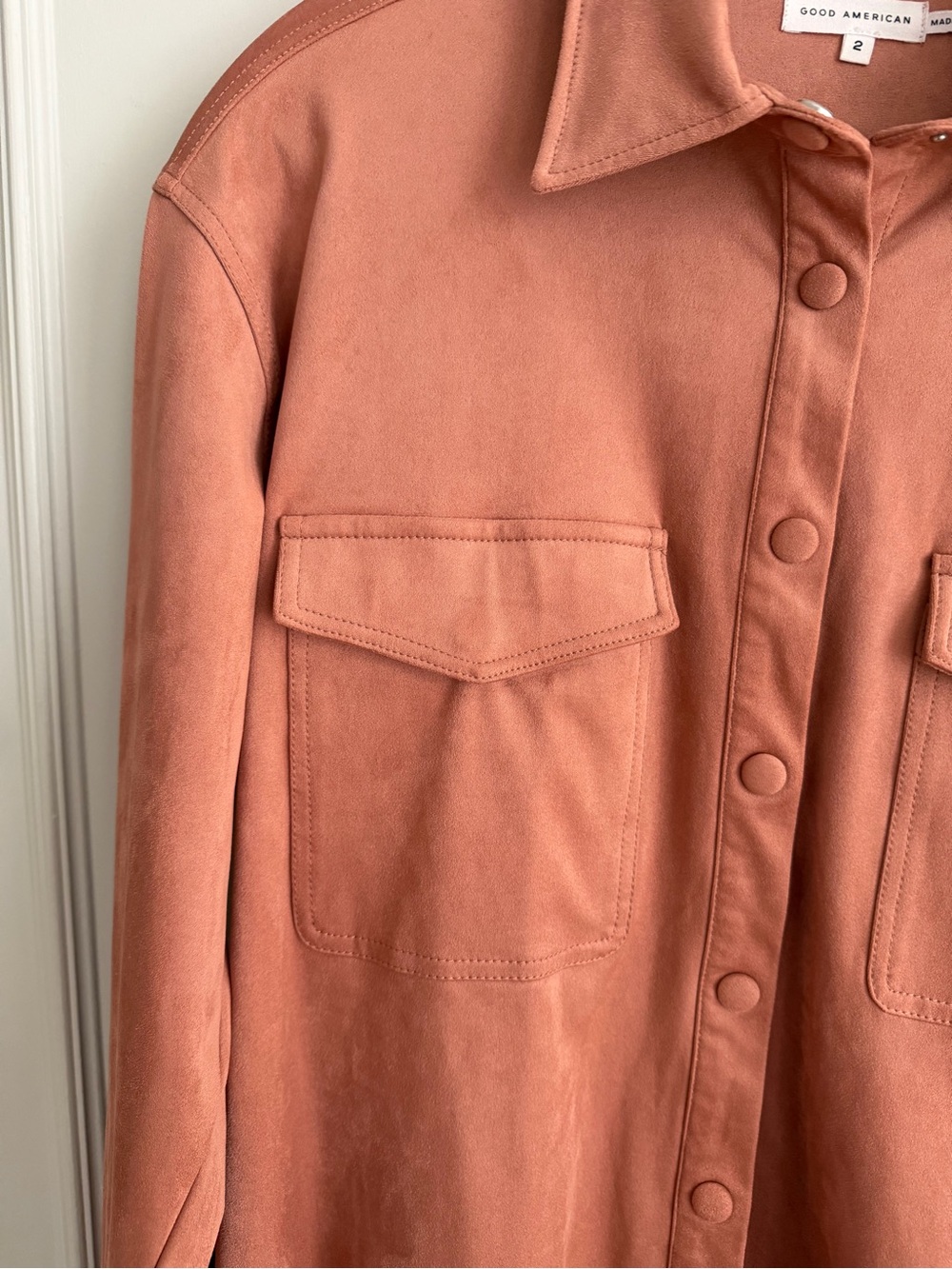 Good American Faux Suede Shacket Dusty Rose New